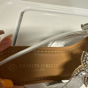 Charles Albert Shiny Silver Sandals